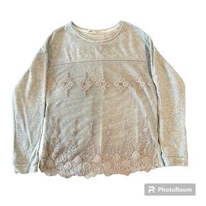 Jolt Grey Sweatshirt‎ with Lace Details, Small